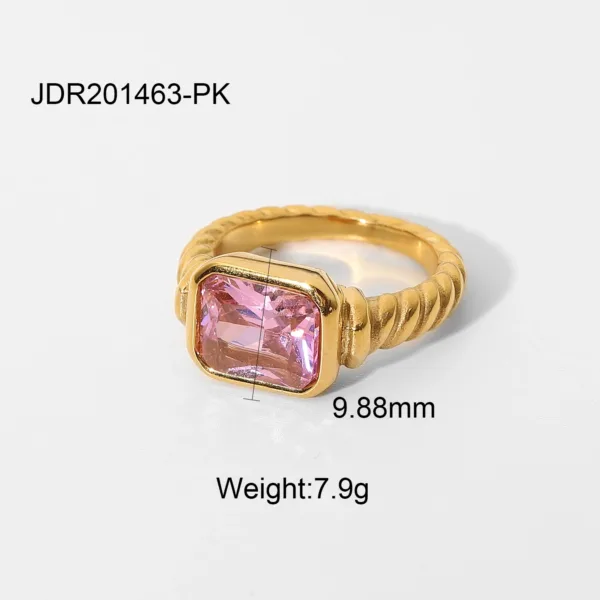 Pink Cubic Zirconia Gold Ring - Image 9