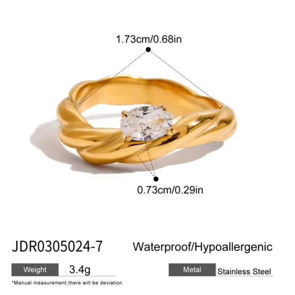 Minimalist Twisted Design Steel Ring - Image 9
