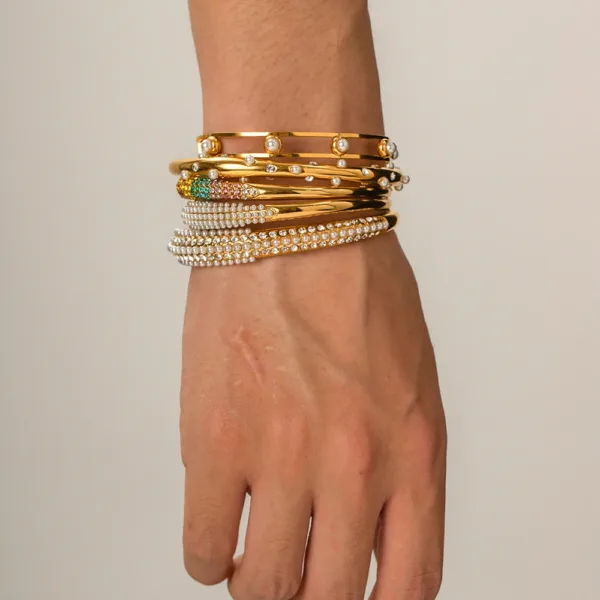 Trendy Geometric Stainless Steel Bangle - Image 5