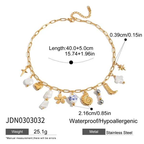 Irregular Pearl Flower Pendant Necklace - Image 7