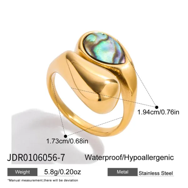 Water Drop Shape Shell Rings - Image 8