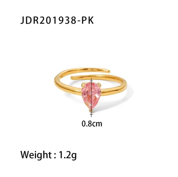 Pink Cubic Zirconia Gold Ring - Image 10