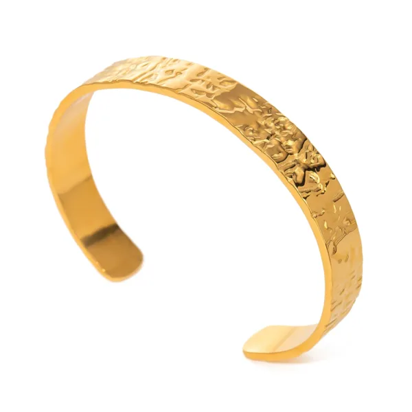 Hammered Stainless Steel Bangle Bracelet