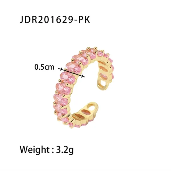 Pink Cubic Zirconia Gold Ring - Image 12