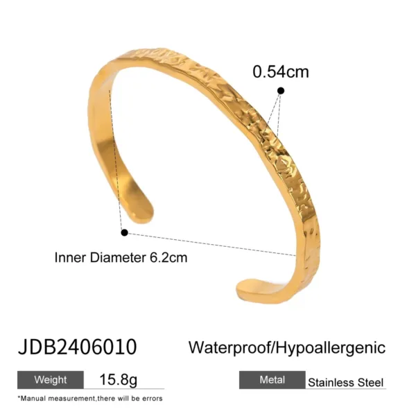 Hammered Stainless Steel Bangle Bracelet - Image 8
