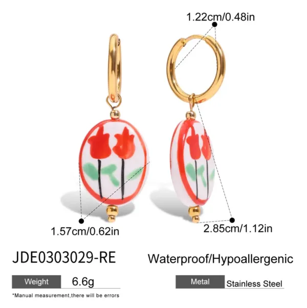 Minimalist Colorful Flower Hoop Earrings - Image 10