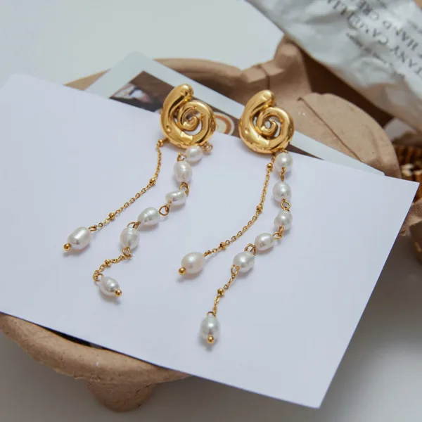 Freshwater Pearl Tassel Drop Earrings - Image 3