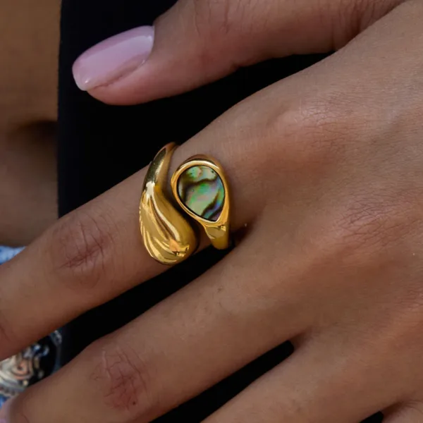 Water Drop Shape Shell Rings - Image 2