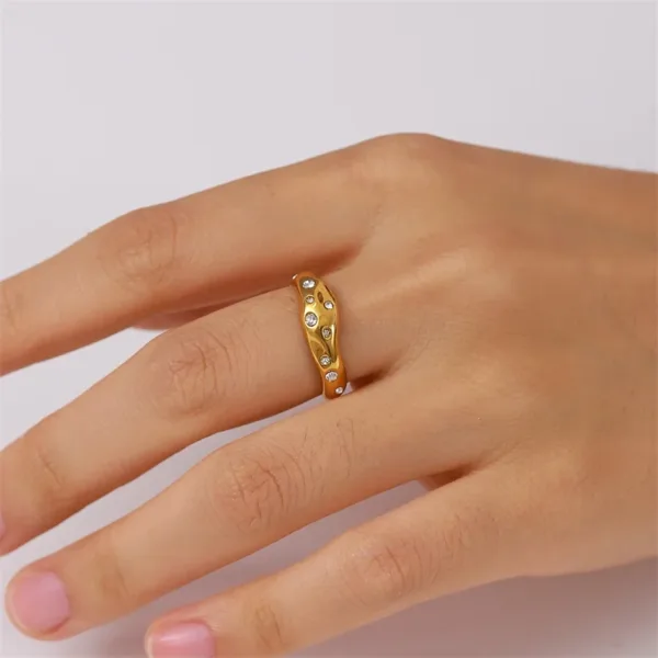 Geometric Gold Color Ring - Image 3