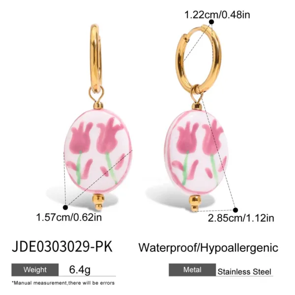 Minimalist Colorful Flower Hoop Earrings - Image 9