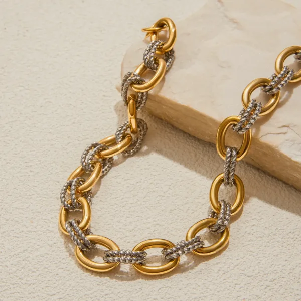 Two Color Stainless Steel Necklace - Image 5