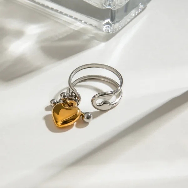 Gold Heart Pendant Opening Ring - Image 5