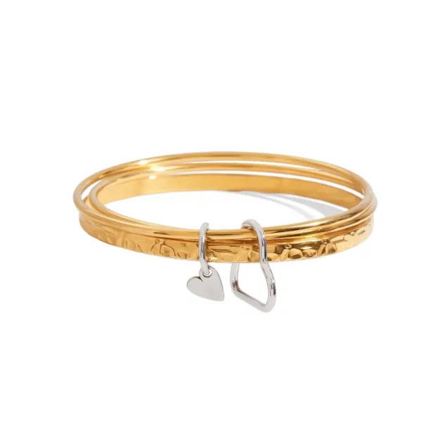 Minimalist Heart Bangle for Women