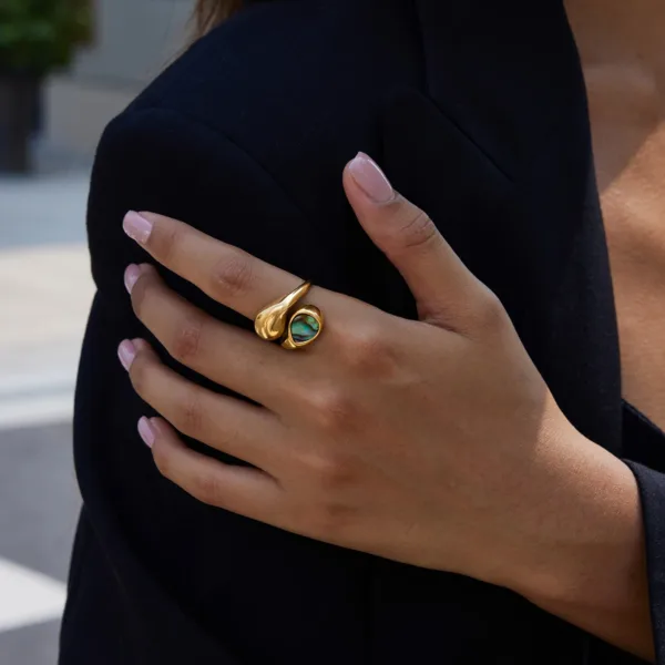 Water Drop Shape Shell Rings - Image 3