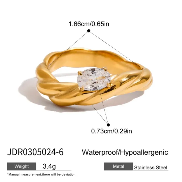 Minimalist Twisted Design Steel Ring - Image 12