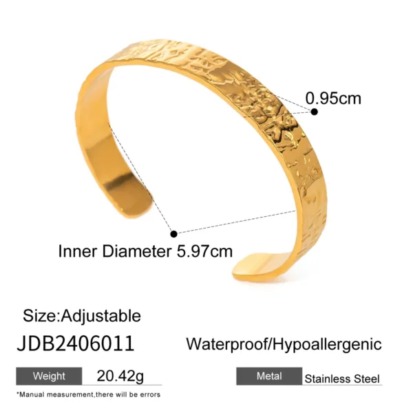 Hammered Stainless Steel Bangle Bracelet - Image 9