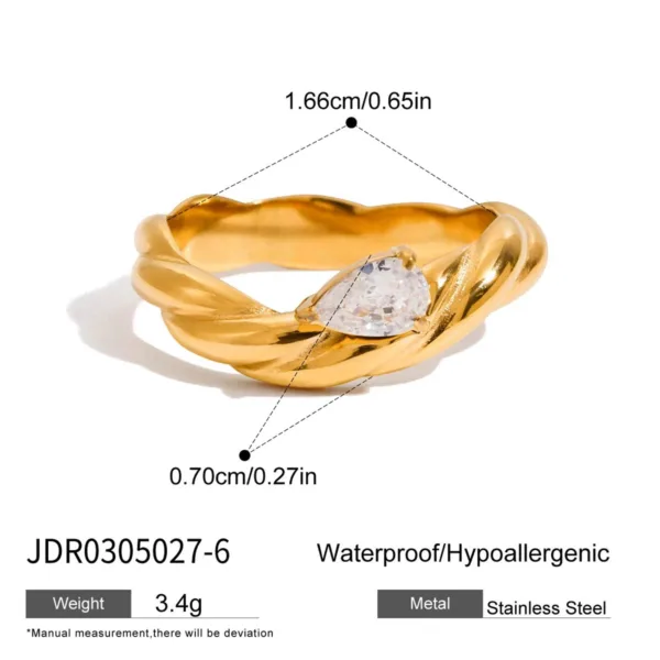 Minimalist Twisted Design Steel Ring - Image 11