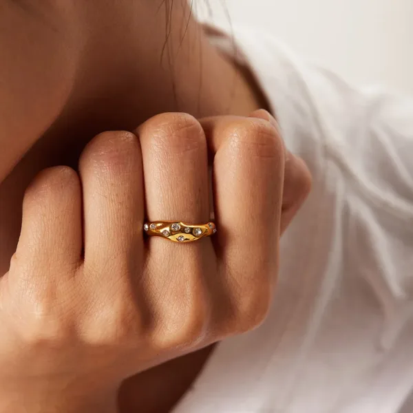 Geometric Gold Color Ring - Image 4