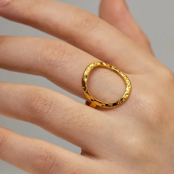 Cubic Zirconia Geometric Stainless Steel Ring - Image 4