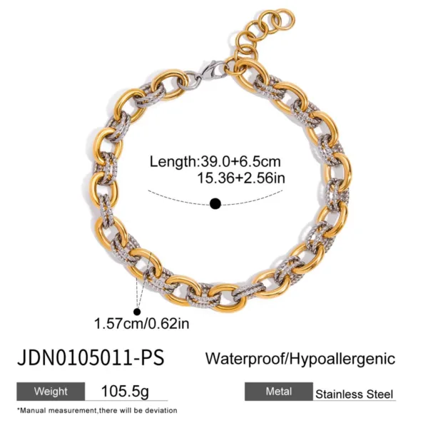 Two Color Stainless Steel Necklace - Image 9
