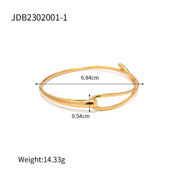 Trendy Geometric Stainless Steel Bangle - Image 17