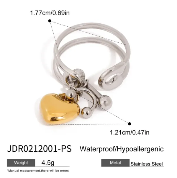 Gold Heart Pendant Opening Ring - Image 7
