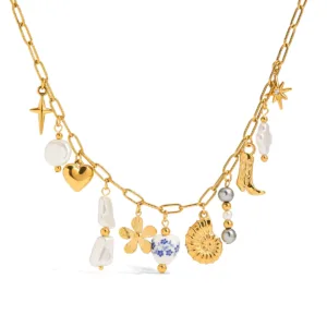 Irregular Pearl Flower Pendant Necklace