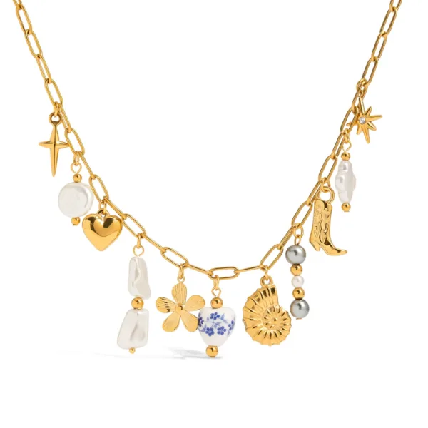 Irregular Pearl Flower Pendant Necklace