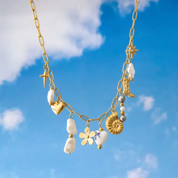 Irregular Pearl Flower Pendant Necklace - Image 6