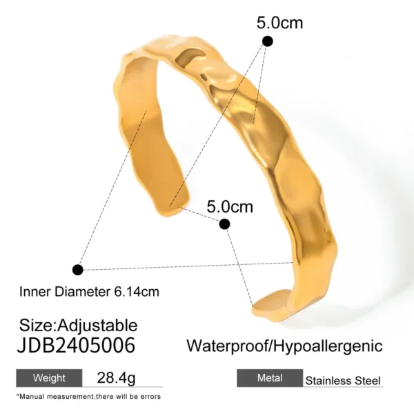 Hammered Stainless Steel Bangle Bracelet - Image 7