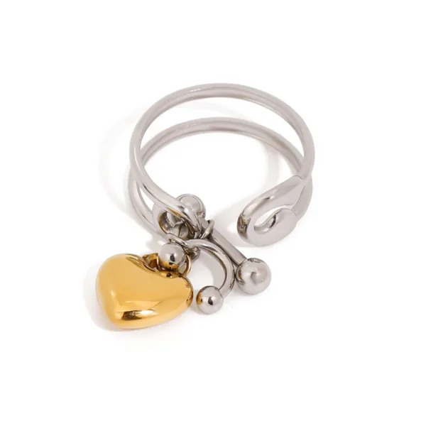 Gold Heart Pendant Opening Ring