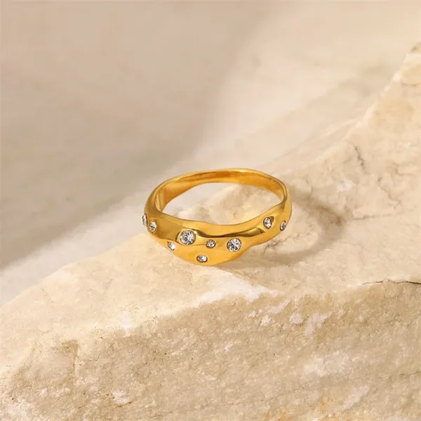 Geometric Gold Color Ring - Image 2
