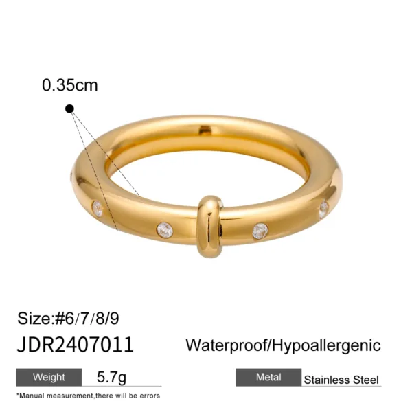 Round Zircon Rhinestone Men's Ring - Image 7
