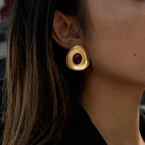 Trendy Red Resin Geometric Earrings - Image 2