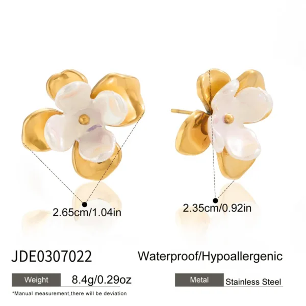 Elegant Pearl Floral Stud Earrings - Image 9