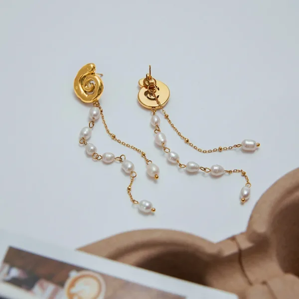 Freshwater Pearl Tassel Drop Earrings - Image 6