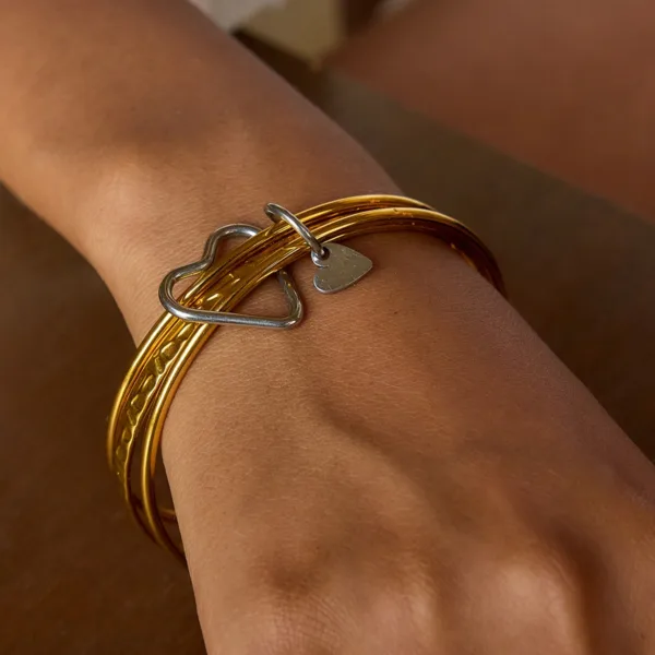 Minimalist Heart Bangle for Women - Image 2