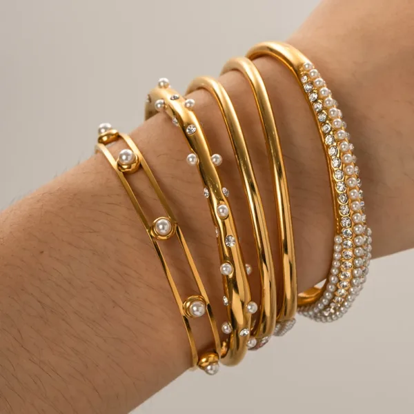 Trendy Geometric Stainless Steel Bangle - Image 4