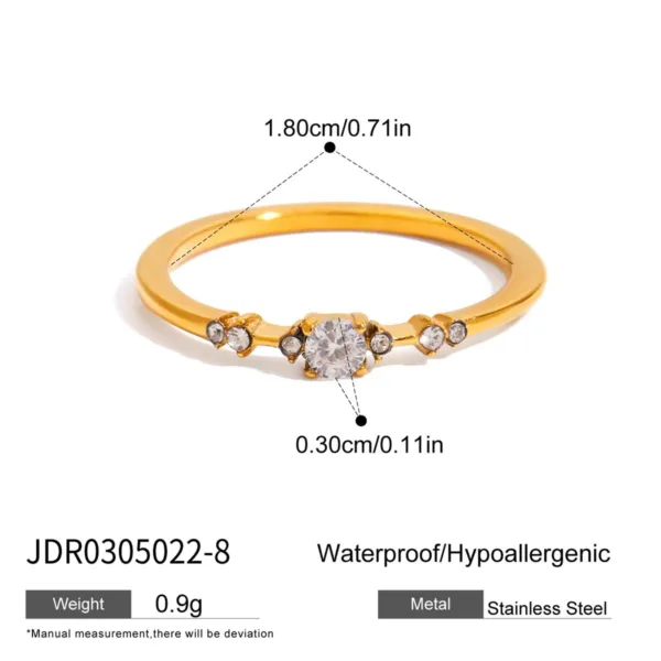 Minimalist Zirconia Stainless Steel Ring - Image 9