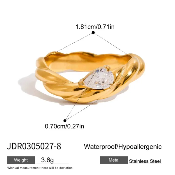 Minimalist Twisted Design Steel Ring - Image 7